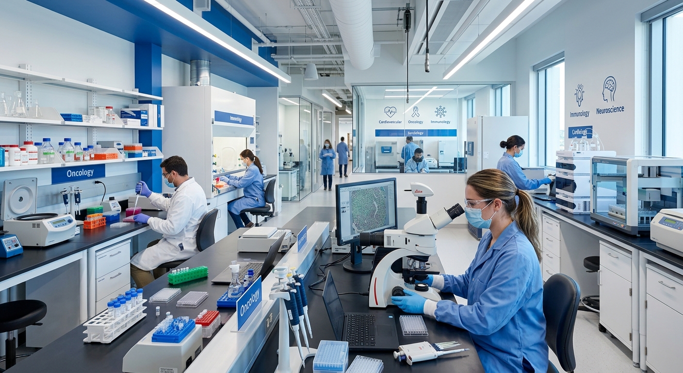 Medical research equipment across different therapeutic areas